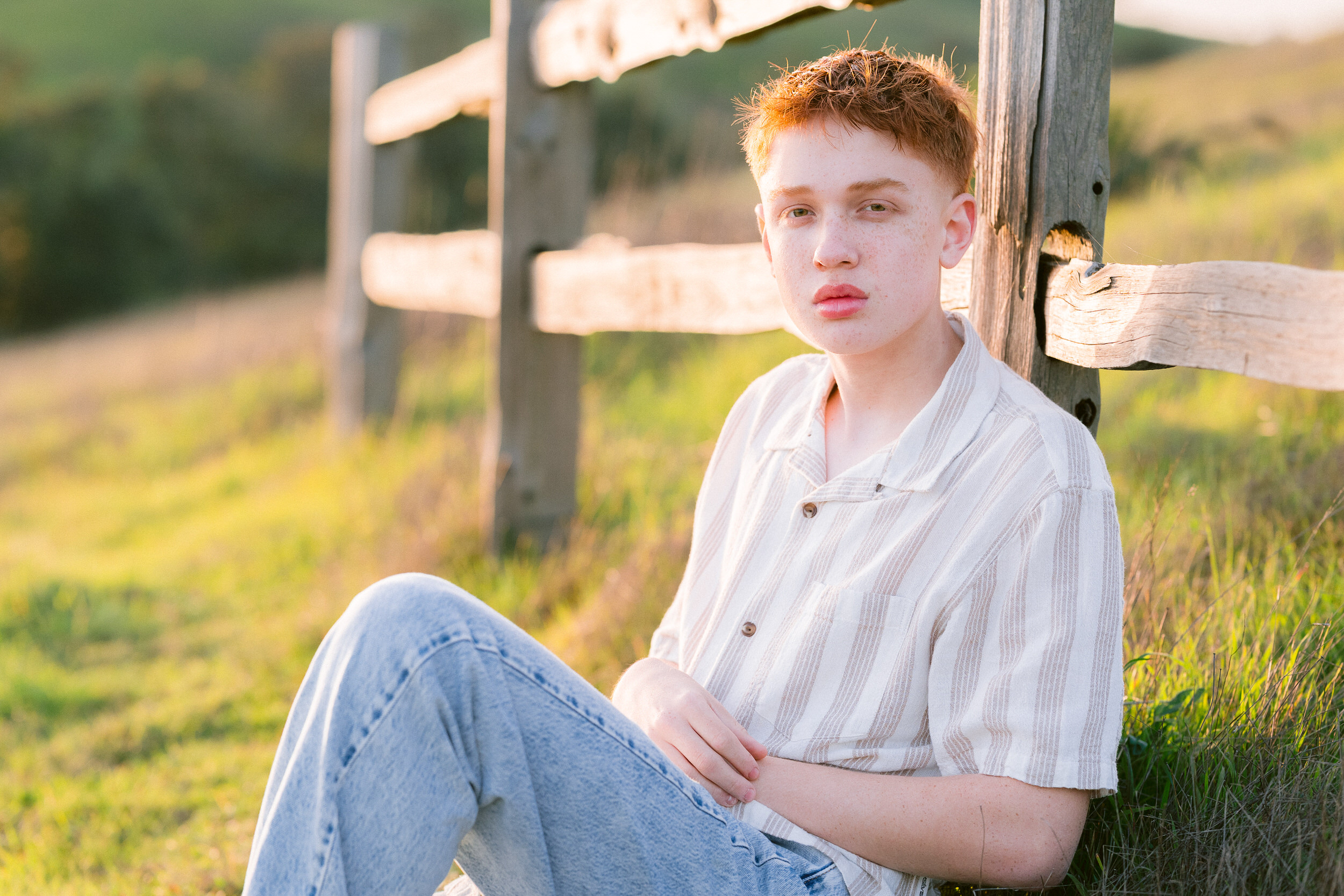Senior boy portrait at Helen Putnam Park in winter